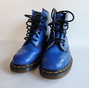 Dr Doc Martens 1460 Smooth Leather Lace Up Boots Blue Size 9